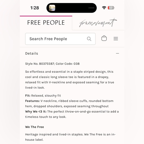 We The Free Sail Away Long Sleeve Tee Savannah Blue Combo NWOT - Picture 5 of 14